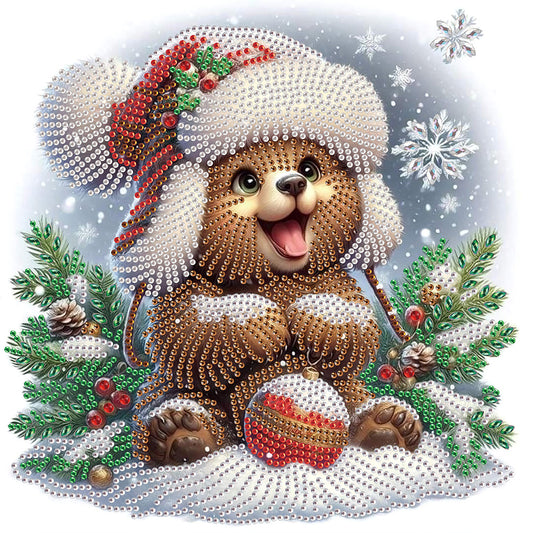 Cute Christmas Bear - Partial Special-Shaped Drill Diamond Painting 30*30CM