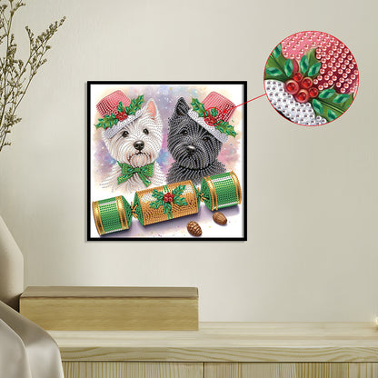 Cute Christmas Puppy - Partial Special-Shaped Drill Diamond Painting 30*30CM