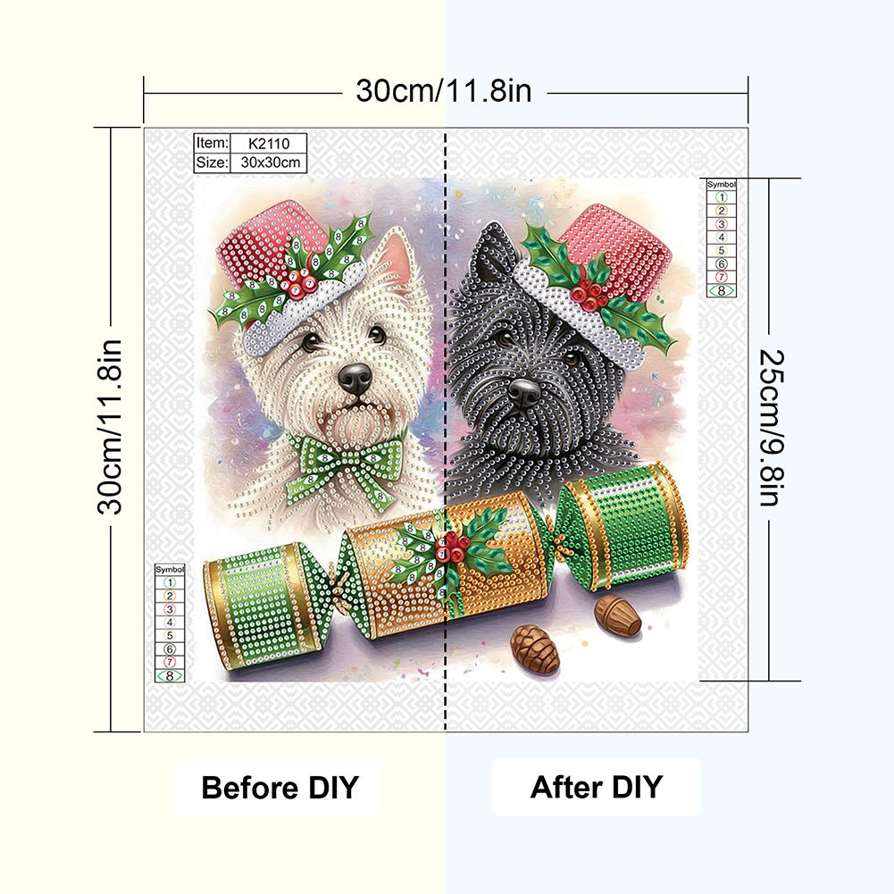 Cute Christmas Puppy - Partial Special-Shaped Drill Diamond Painting 30*30CM