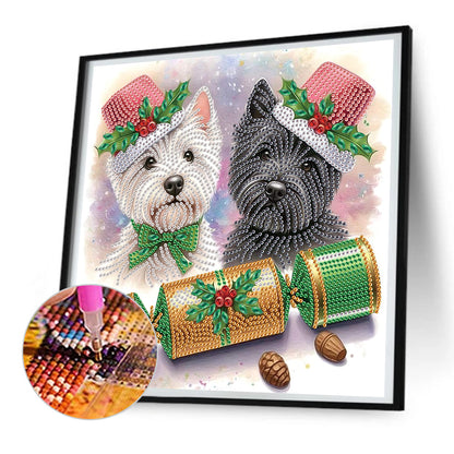 Cute Christmas Puppy - Partial Special-Shaped Drill Diamond Painting 30*30CM