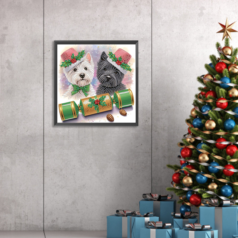 Cute Christmas Puppy - Partial Special-Shaped Drill Diamond Painting 30*30CM