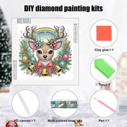 Cute Christmas Deer - Partial Special-Shaped Drill Diamond Painting 30*30CM