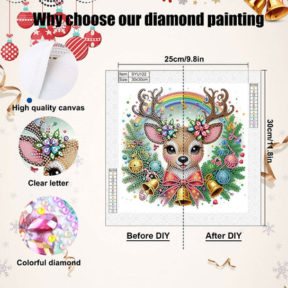 Cute Christmas Deer - Partial Special-Shaped Drill Diamond Painting 30*30CM