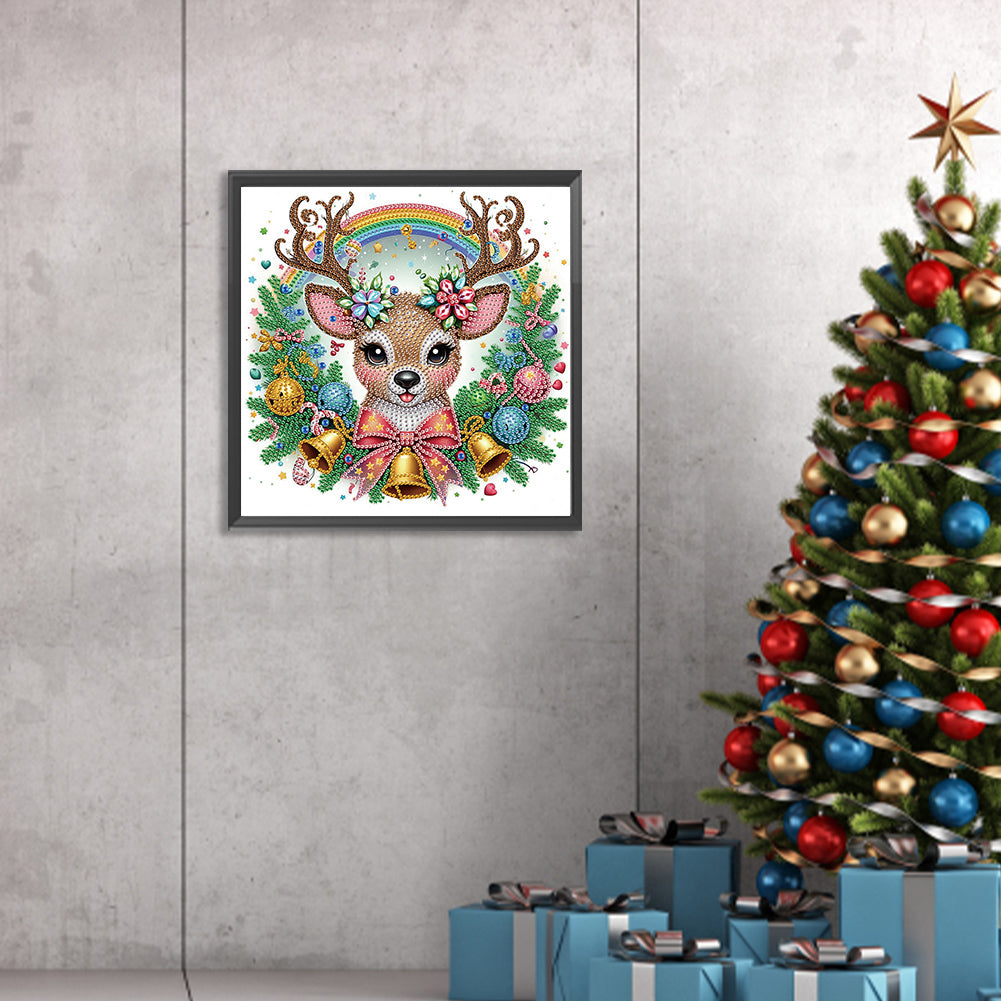 Cute Christmas Deer - Partial Special-Shaped Drill Diamond Painting 30*30CM