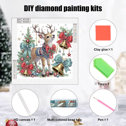 Cute Christmas Deer - Partial Special-Shaped Drill Diamond Painting 30*30CM