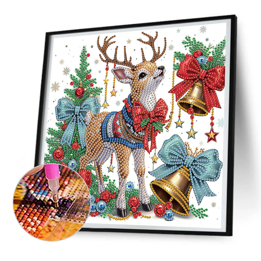 Cute Christmas Deer - Partial Special-Shaped Drill Diamond Painting 30*30CM