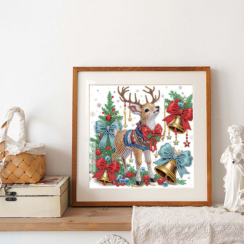 Cute Christmas Deer - Partial Special-Shaped Drill Diamond Painting 30*30CM