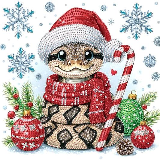 Cute Christmas Snake - Partial Special-Shaped Drill Diamond Painting 30*30CM