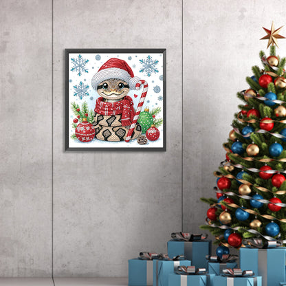 Cute Christmas Snake - Partial Special-Shaped Drill Diamond Painting 30*30CM