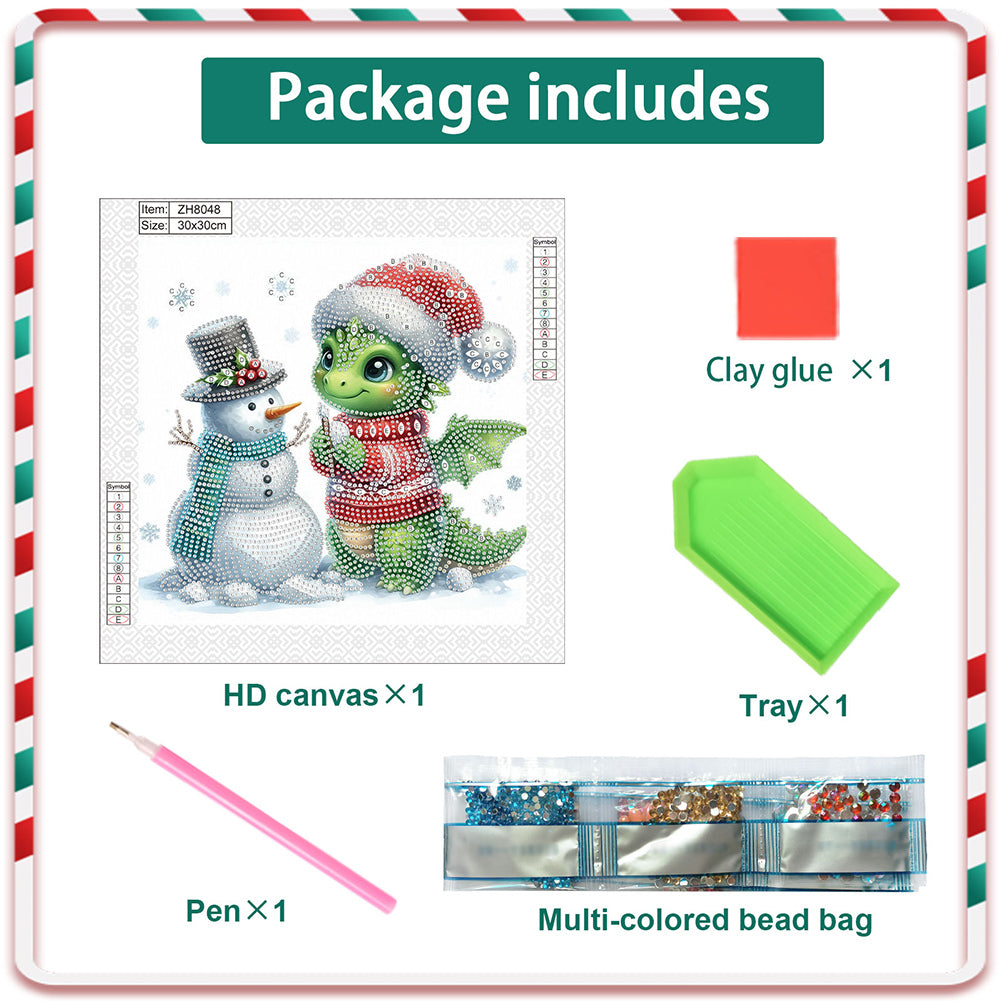 Christmas Pterosaur - Partial Special-Shaped Drill Diamond Painting 30*30CM