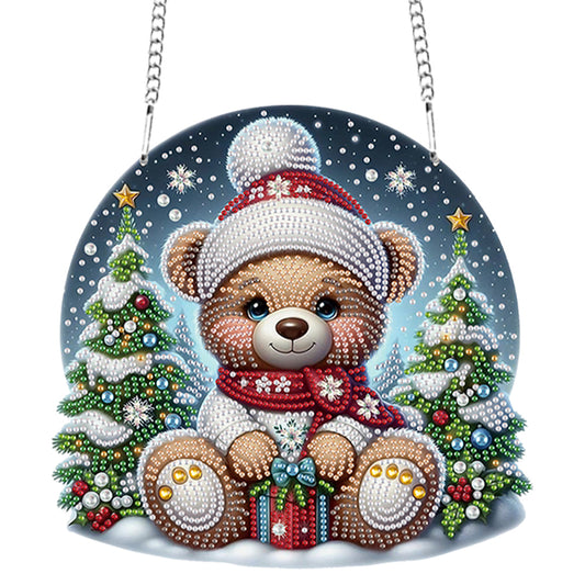 Christmas Bear Acrylic Special Shape 5D DIY Diamond Painting Dots Pendant