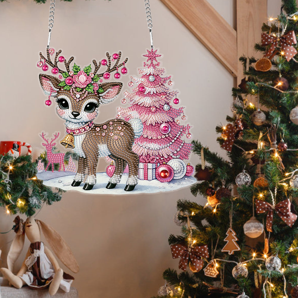 Christmas Deer Acrylic Special Shape 5D DIY Diamond Painting Dots Pendant