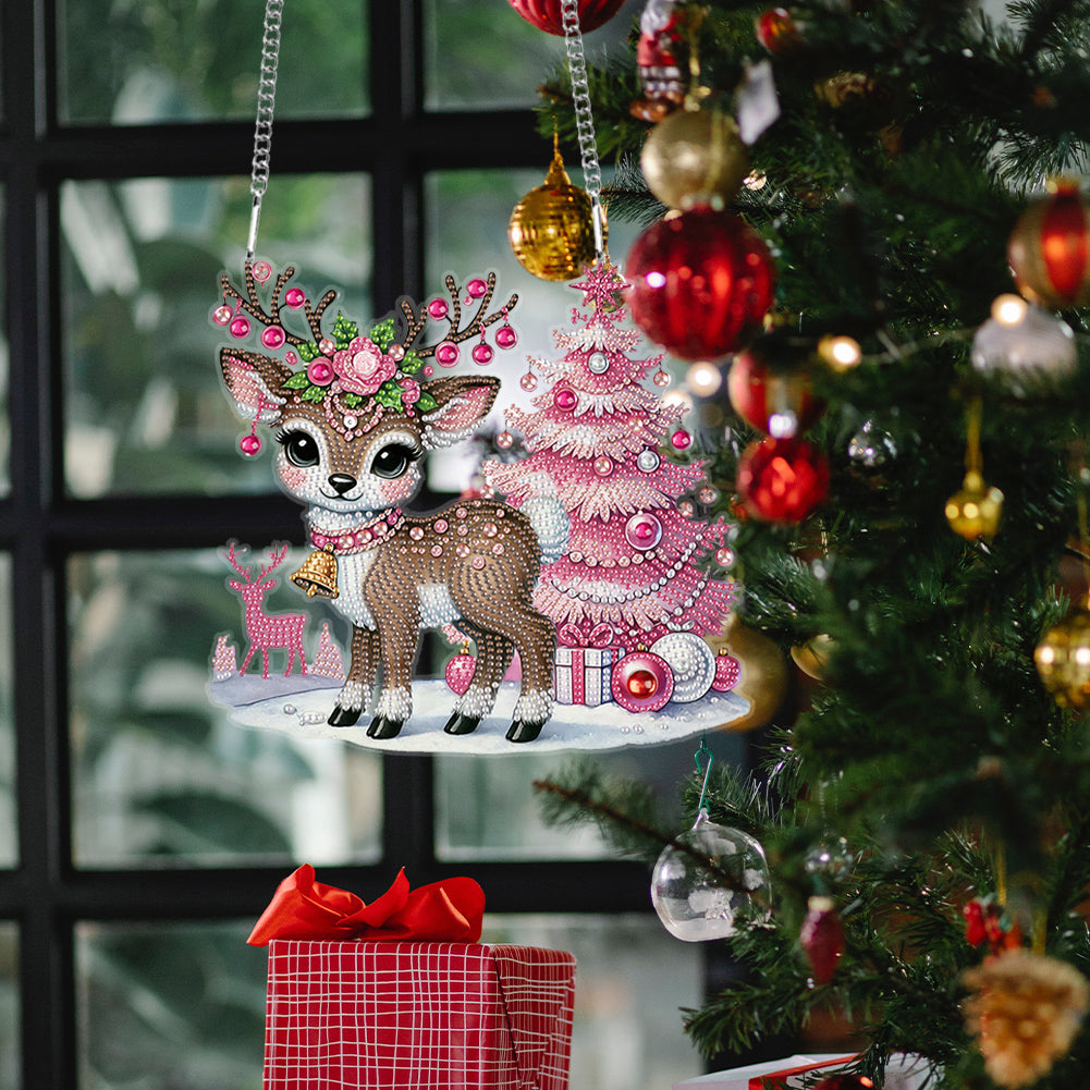 Christmas Deer Acrylic Special Shape 5D DIY Diamond Painting Dots Pendant