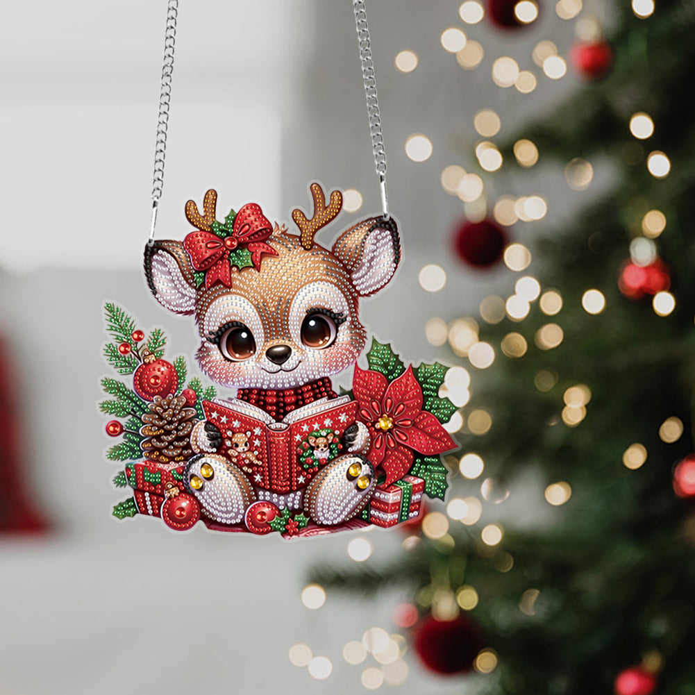 Christmas Deer Acrylic Special Shape 5D DIY Diamond Painting Dots Pendant