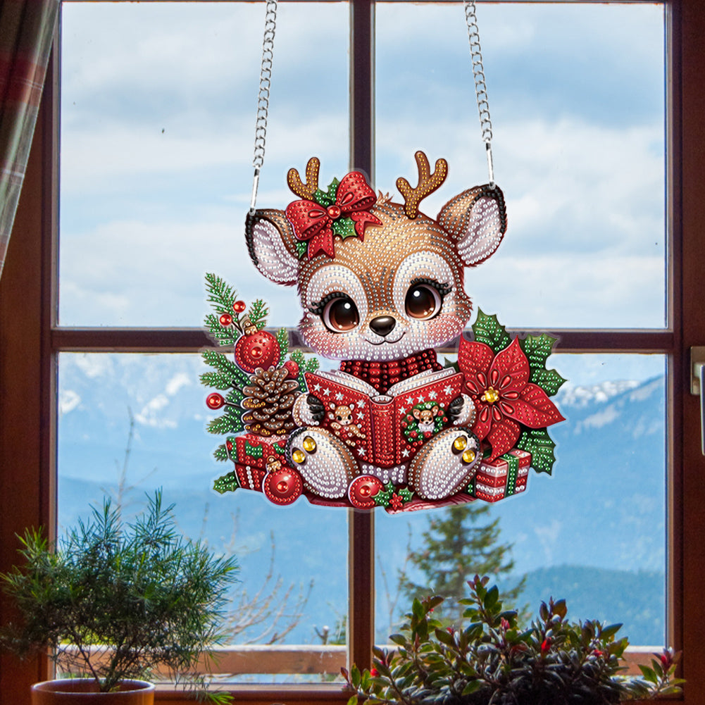 Christmas Deer Acrylic Special Shape 5D DIY Diamond Painting Dots Pendant