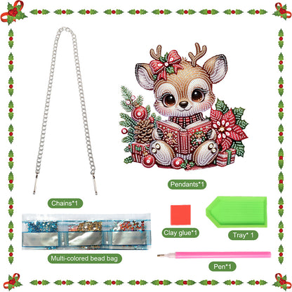 Christmas Deer Acrylic Special Shape 5D DIY Diamond Painting Dots Pendant