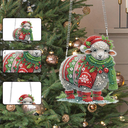 Christmas Sheep Acrylic Special Shape 5D DIY Diamond Painting Dots Pendant