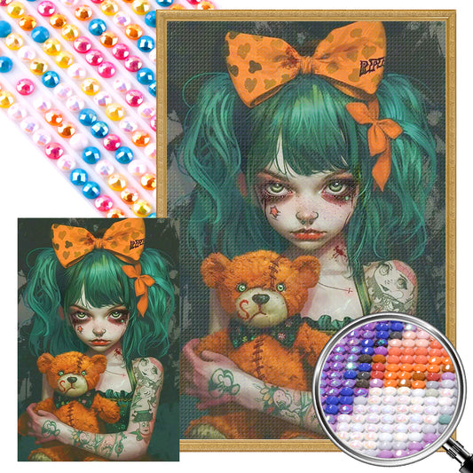 Bear Doll And Girl - Full AB Round Drill Diamond Painting 40*60CM