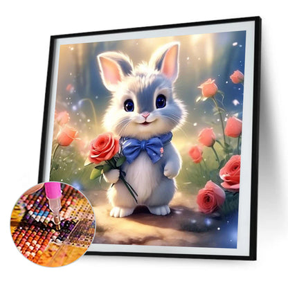 Bunny Holding Flower - Full AB Round Drill Diamond Painting 30*30CM