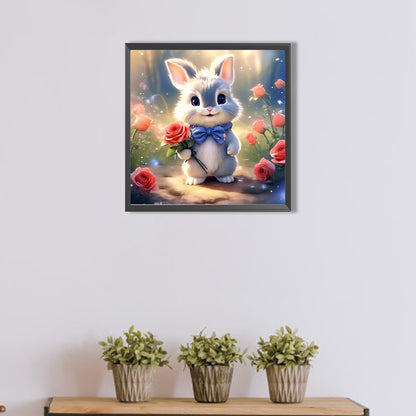 Bunny Holding Flower - Full AB Round Drill Diamond Painting 30*30CM