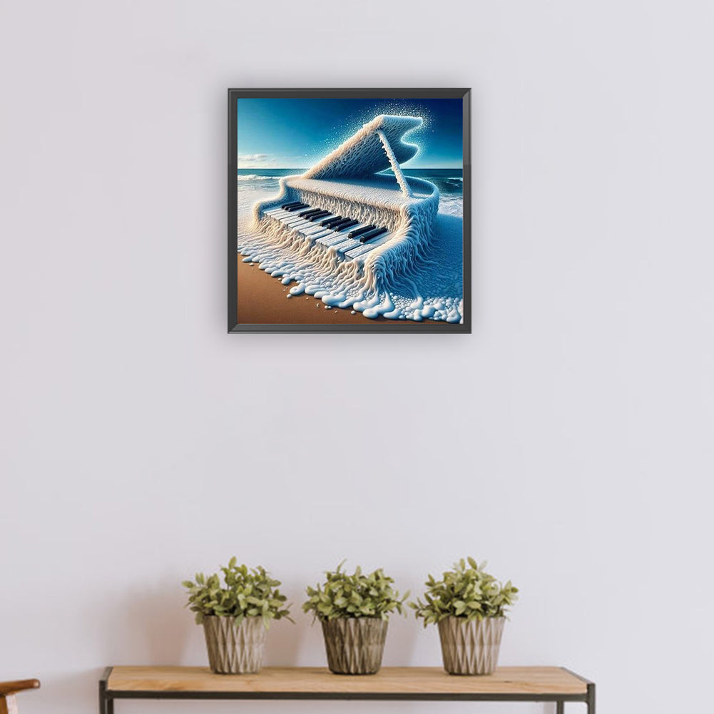 The Piano On The Sea - Full Round Drill Diamond Painting 30*30CM