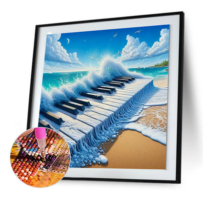 The Piano On The Sea - Full Round Drill Diamond Painting 30*30CM