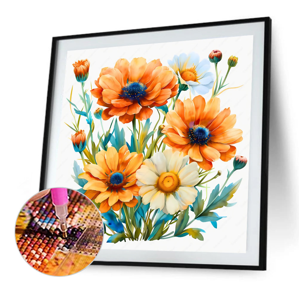 Orange Daisy - Full Square Drill Diamond Painting 30*30CM