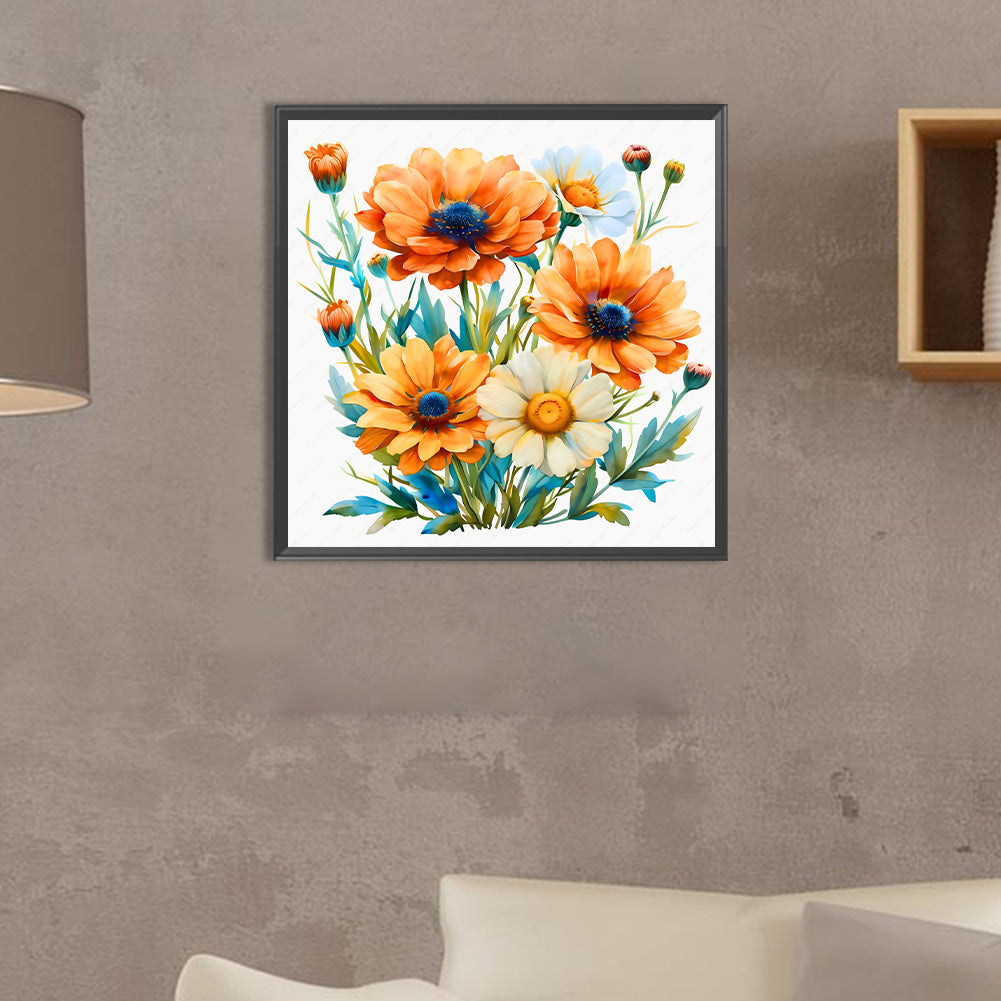Orange Daisy - Full Square Drill Diamond Painting 30*30CM
