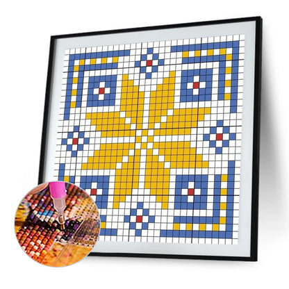 Blue And Yellow Mosaic - Full Square Drill Diamond Painting 30*30CM