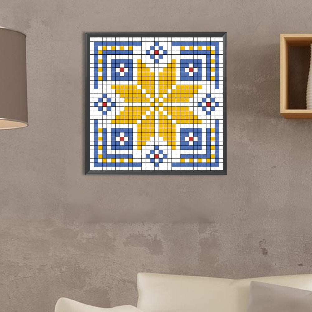 Blue And Yellow Mosaic - Full Square Drill Diamond Painting 30*30CM