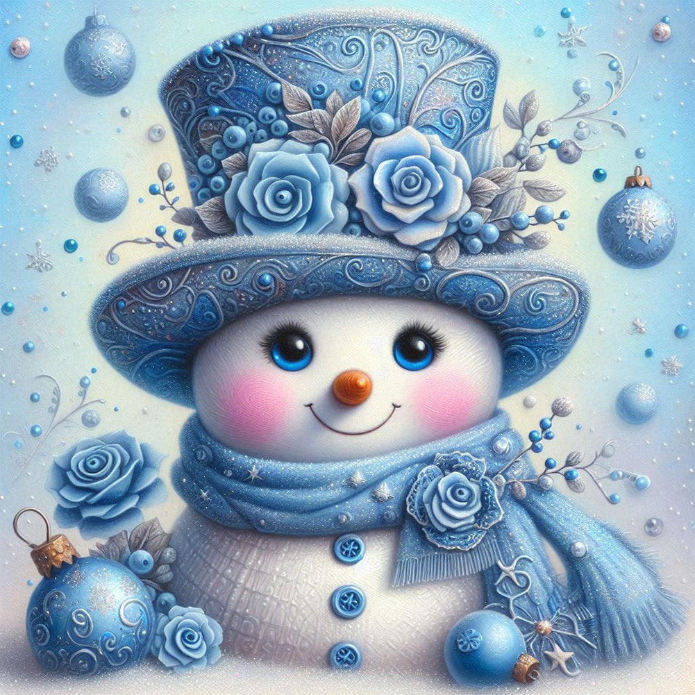 Blue Snowman - Full Round Drill Diamond Painting 30*30CM