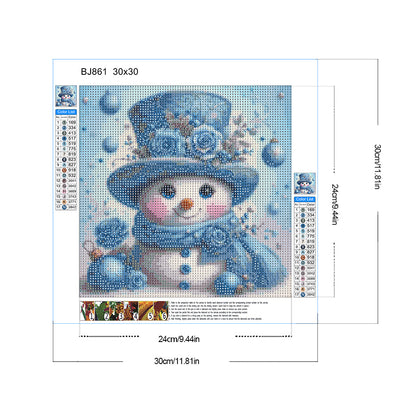 Blue Snowman - Full Round Drill Diamond Painting 30*30CM