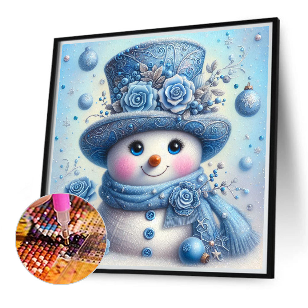 Blue Snowman - Full Round Drill Diamond Painting 30*30CM