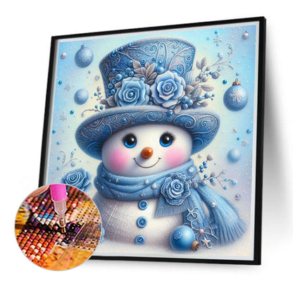 Blue Snowman - Full Round Drill Diamond Painting 30*30CM