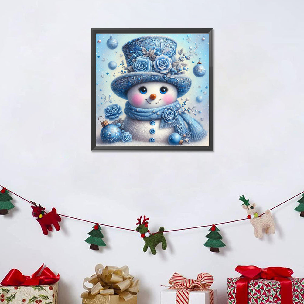 Blue Snowman - Full Round Drill Diamond Painting 30*30CM