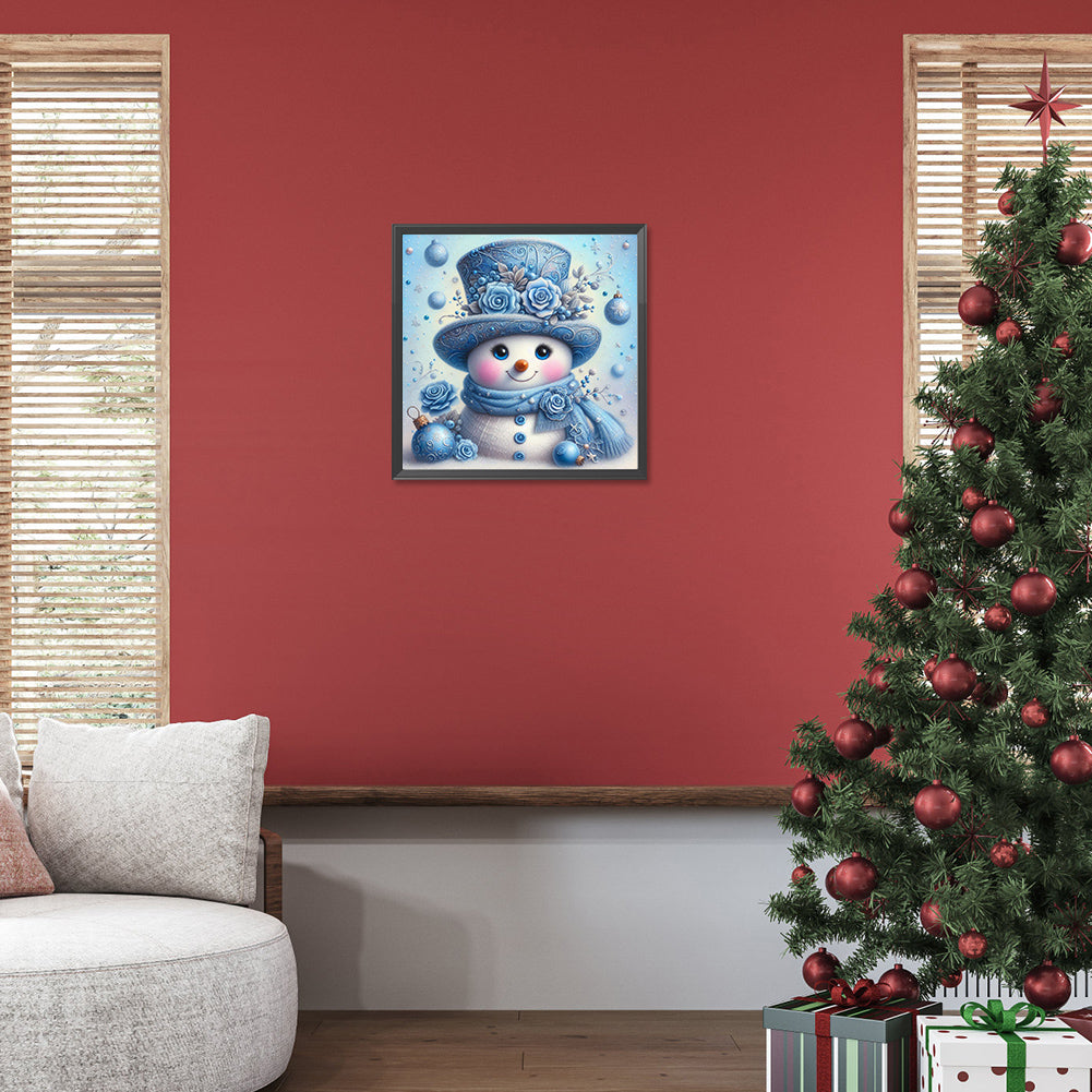 Blue Snowman - Full Round Drill Diamond Painting 30*30CM