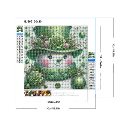 Green Snowman - Full Round Drill Diamond Painting 30*30CM