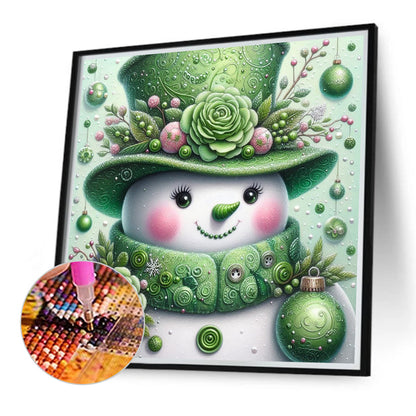 Green Snowman - Full Round Drill Diamond Painting 30*30CM