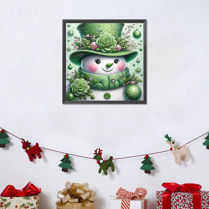 Green Snowman - Full Round Drill Diamond Painting 30*30CM