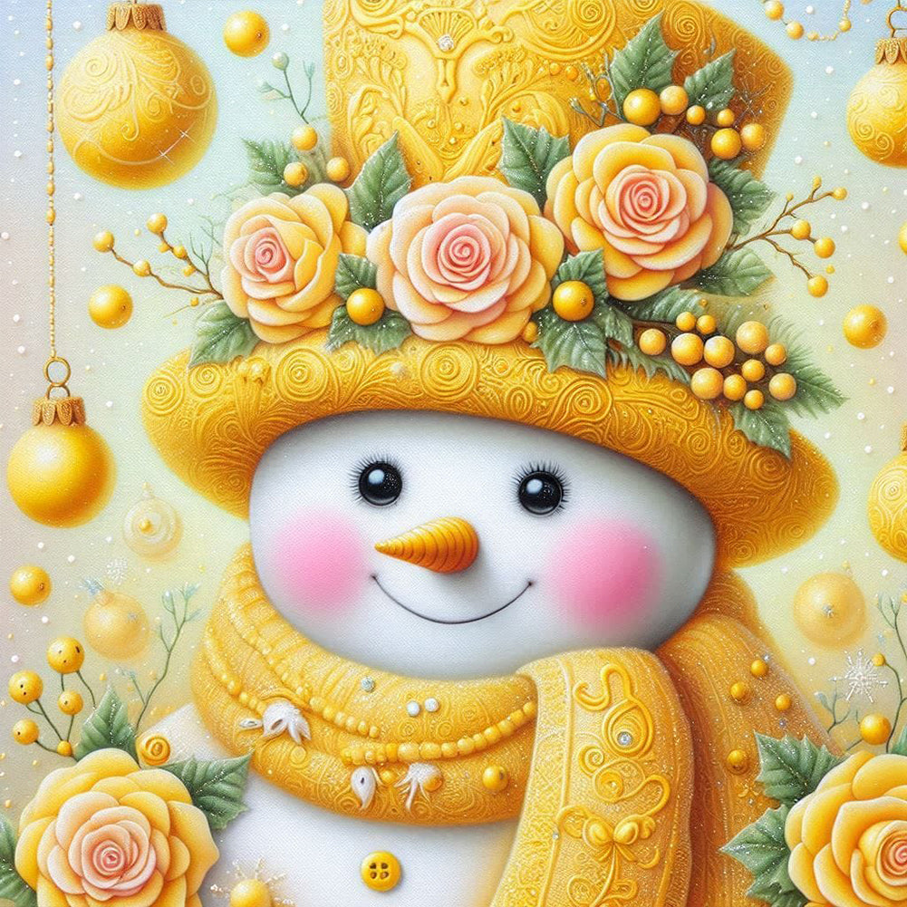 Yellow Snowman - Full Round Drill Diamond Painting 30*30CM