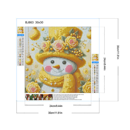 Yellow Snowman - Full Round Drill Diamond Painting 30*30CM