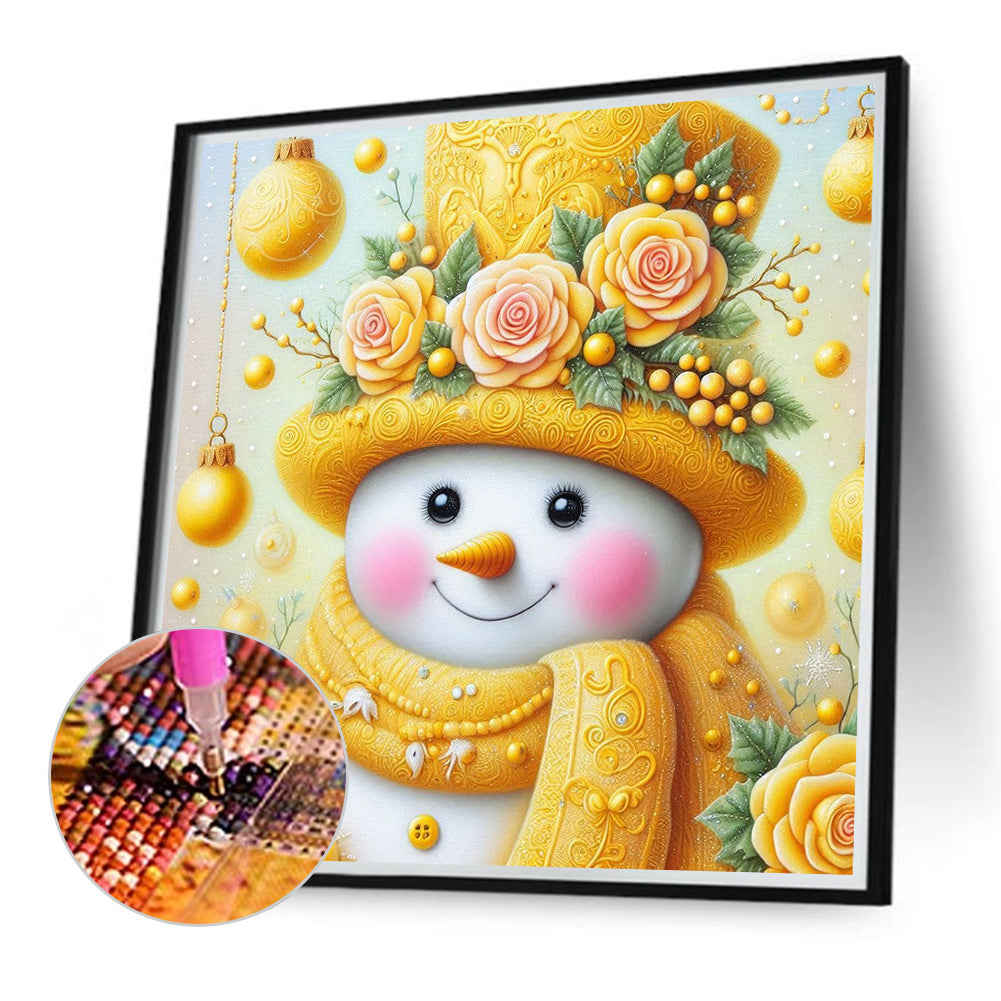 Yellow Snowman - Full Round Drill Diamond Painting 30*30CM