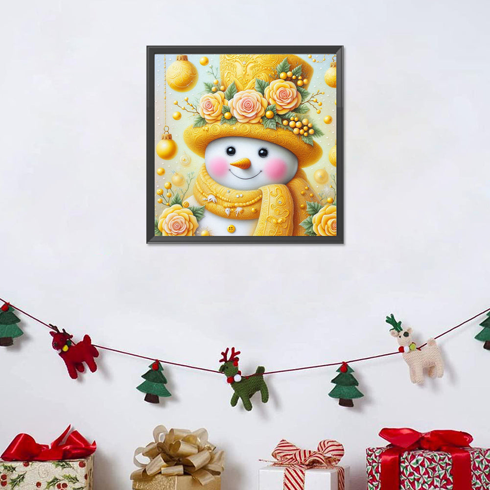 Yellow Snowman - Full Round Drill Diamond Painting 30*30CM