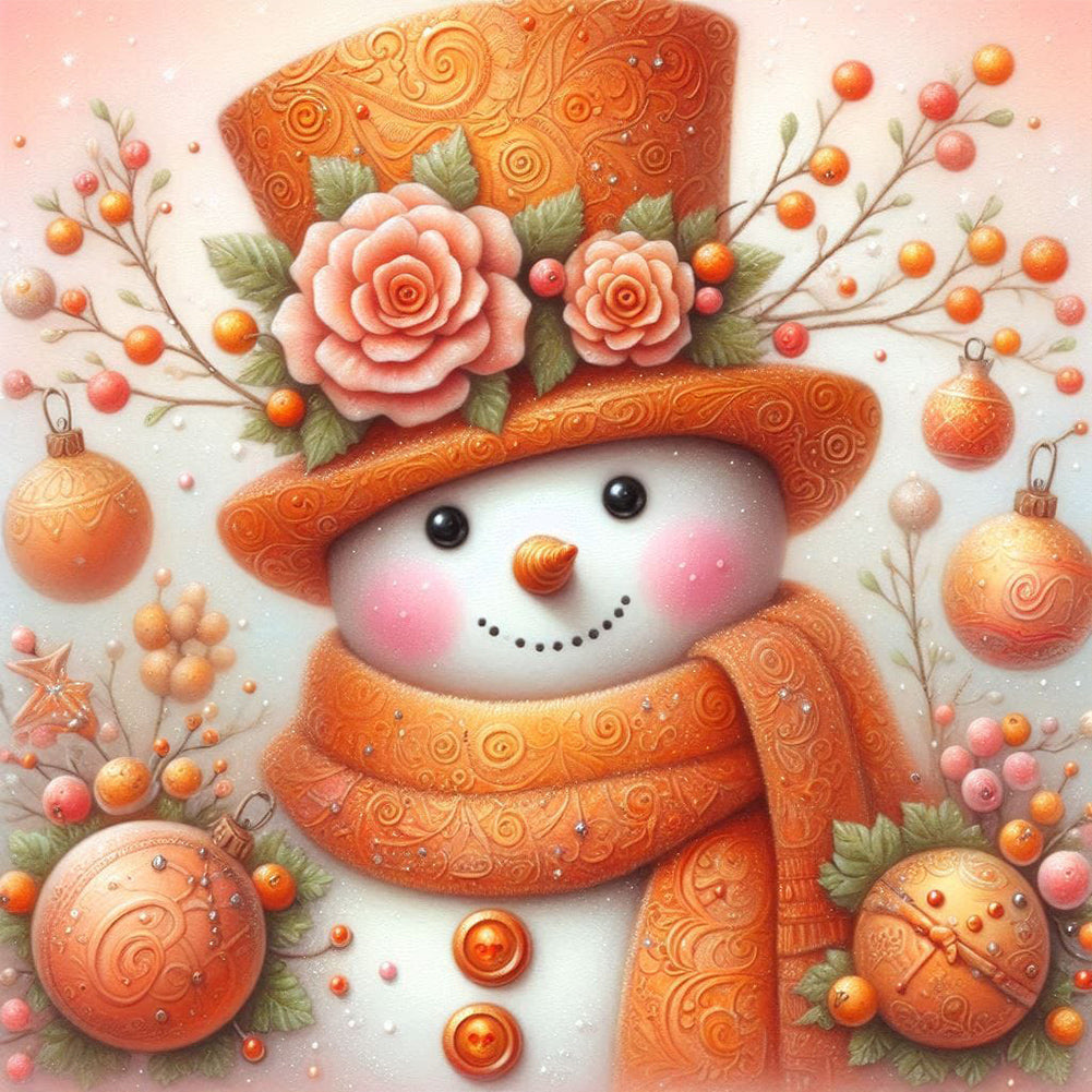 Orange Snowman - Full Round Drill Diamond Painting 30*30CM