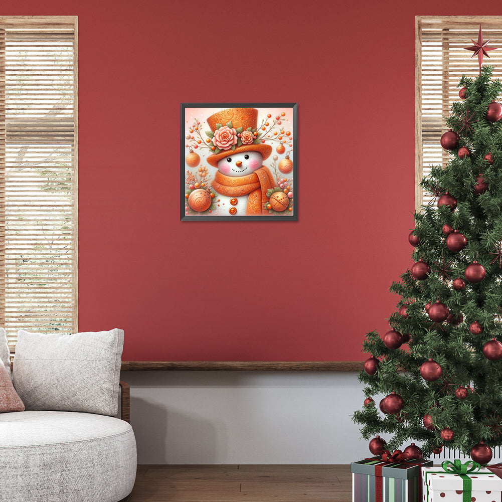 Orange Snowman - Full Round Drill Diamond Painting 30*30CM