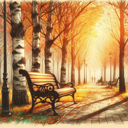 Maple Forest Park - Full Round Drill Diamond Painting 30*30CM