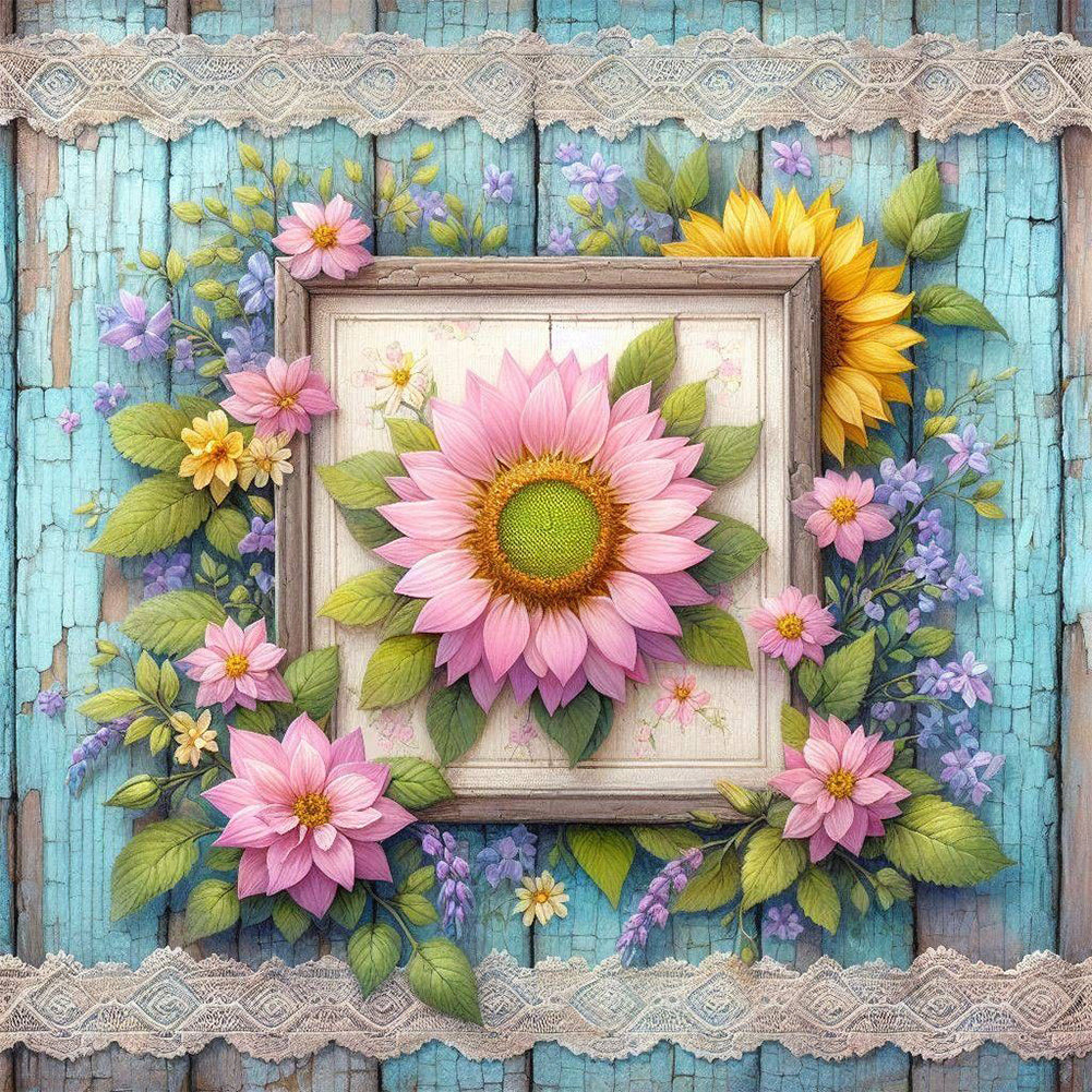 Pink Sunflower - Full Round Drill Diamond Painting 30*30CM