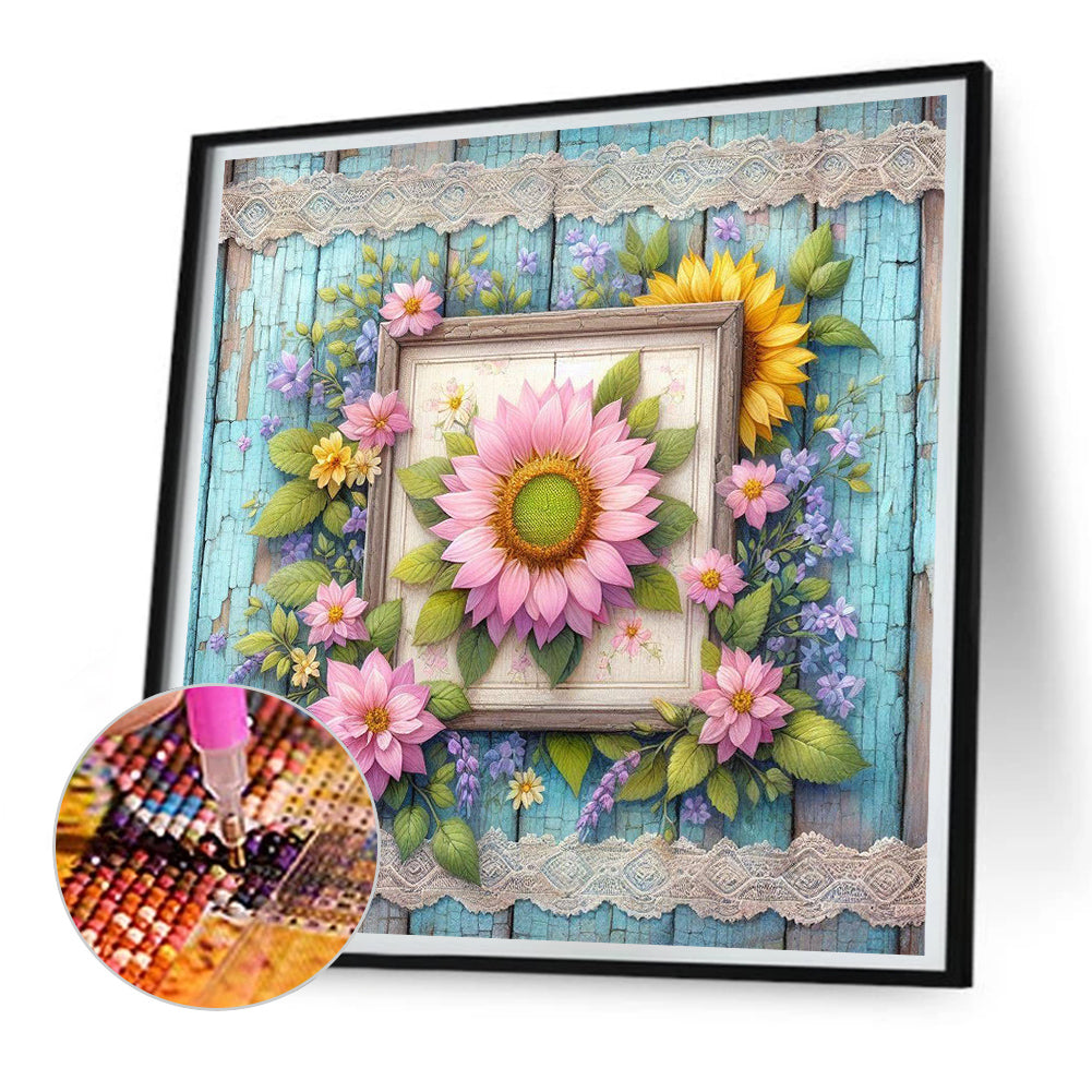 Pink Sunflower - Full Round Drill Diamond Painting 30*30CM