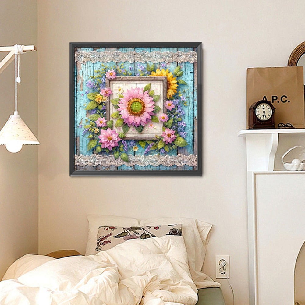 Pink Sunflower - Full Round Drill Diamond Painting 30*30CM