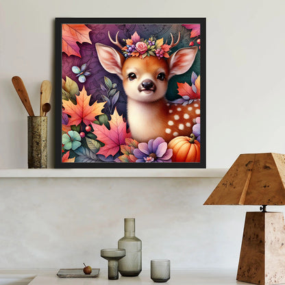 Maple Leaf Elk - Full Round Drill Diamond Painting 40*40CM